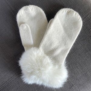Authentic Rabbit trimmed mittens